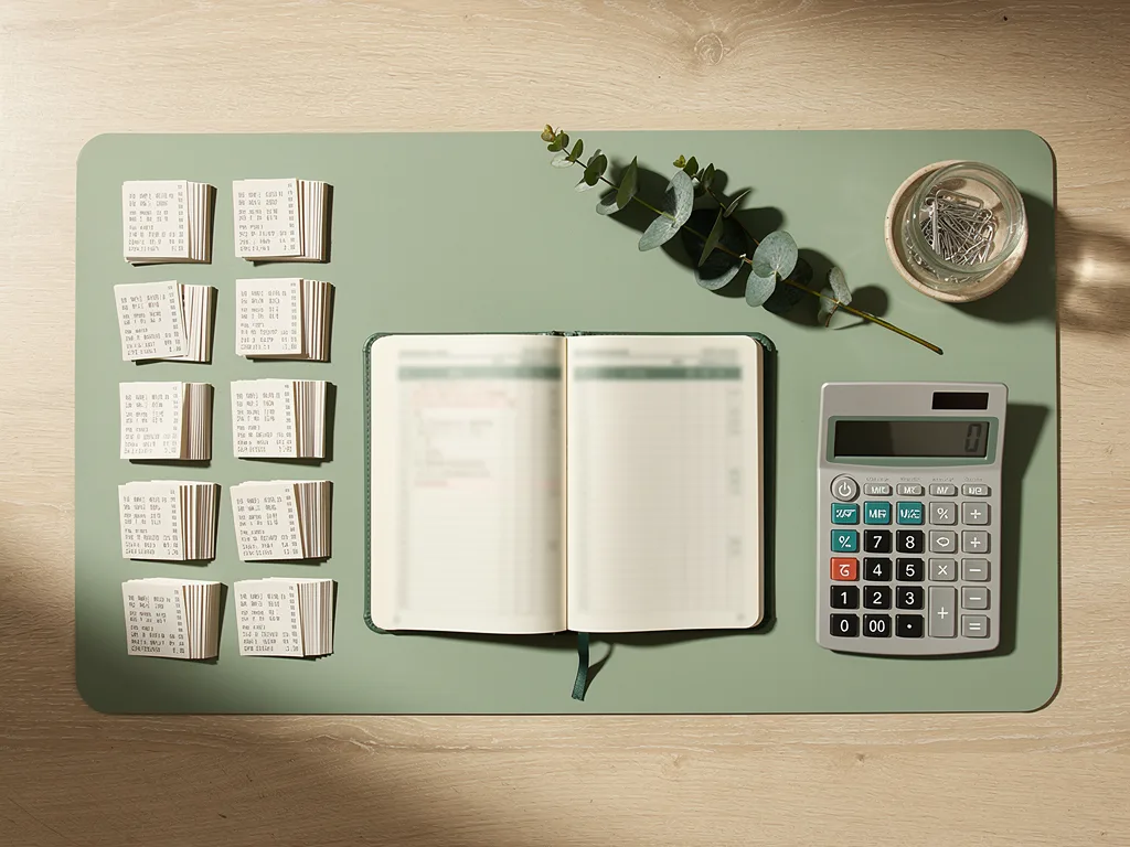 Organized ledger and receipts on a bookkeeping desk — ETC Bookkeeping, Amarillo, TX